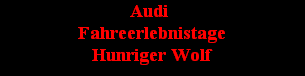 Audi 
Fahreerlebnistage
Hunriger Wolf